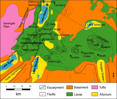 Geologie Nordtansania (Modifiziert nach Dawson 1992)