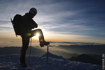 Mein Bergführer auf dem Gipfel des Illimani