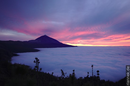 Teide and Otavara Valley at sunset from Mirador Chimaque