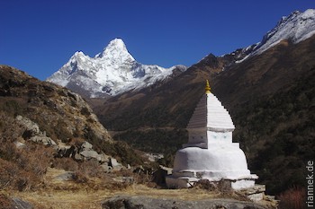 Ama Dablam and stupa near Pangboche