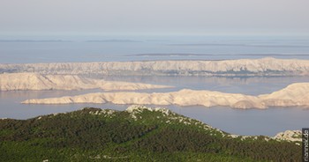 View from central Velebit toe island of Pag