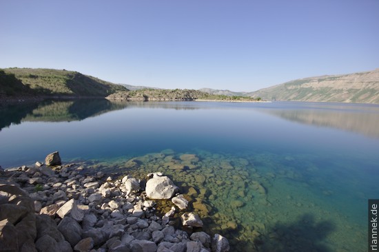 Cold lake in the caldera of Nemrut Dagi